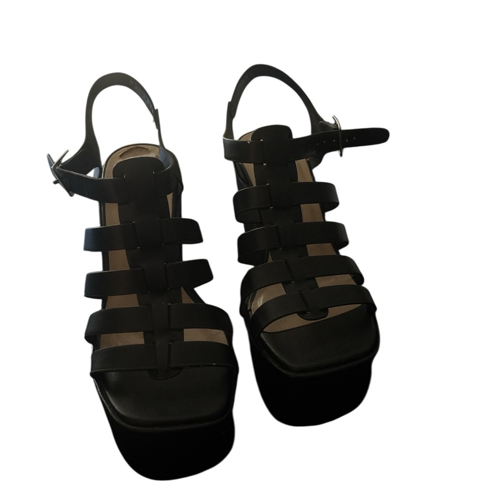 Soda Black Platform Strappy Sandals